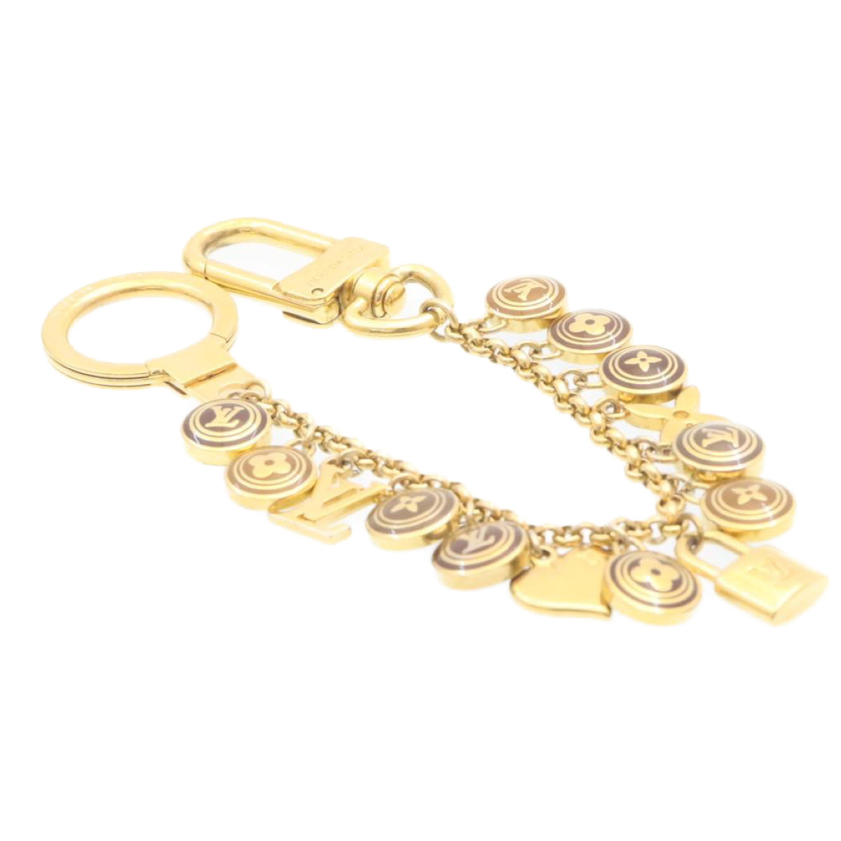 Louis Vuitton Porte Cles Cianne Pastilles Charm Gold Brown M65386 Lv Auth Ki982